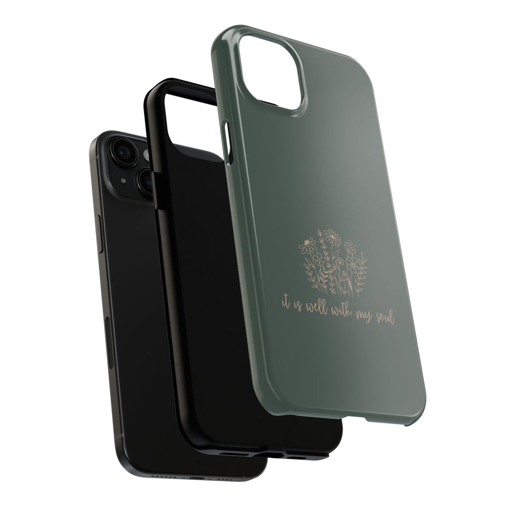 Tough Phone Case — 'It Is Well With My Soul' Floral Protective Phone Cover