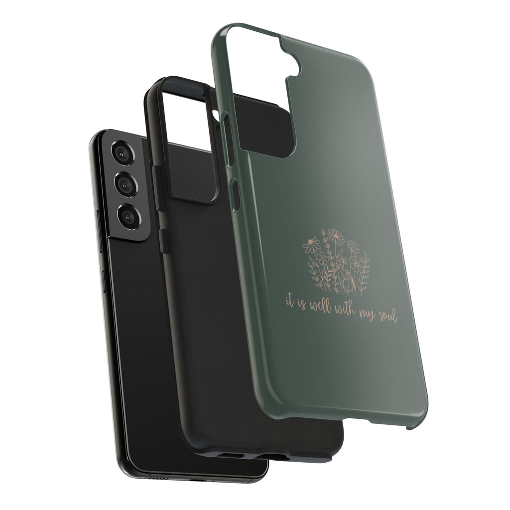 Tough Phone Case — 'It Is Well With My Soul' Floral Protective Phone Cover