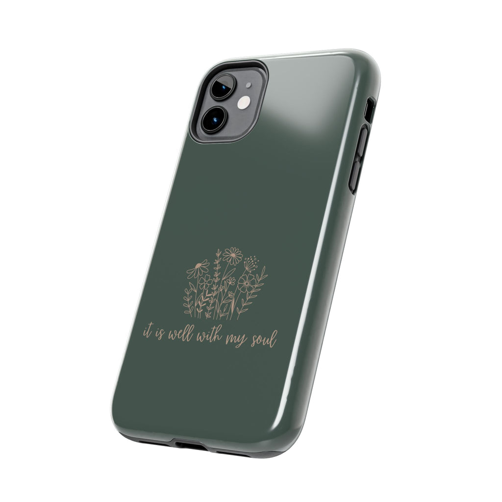 Tough Phone Case — 'It Is Well With My Soul' Floral Protective Phone Cover