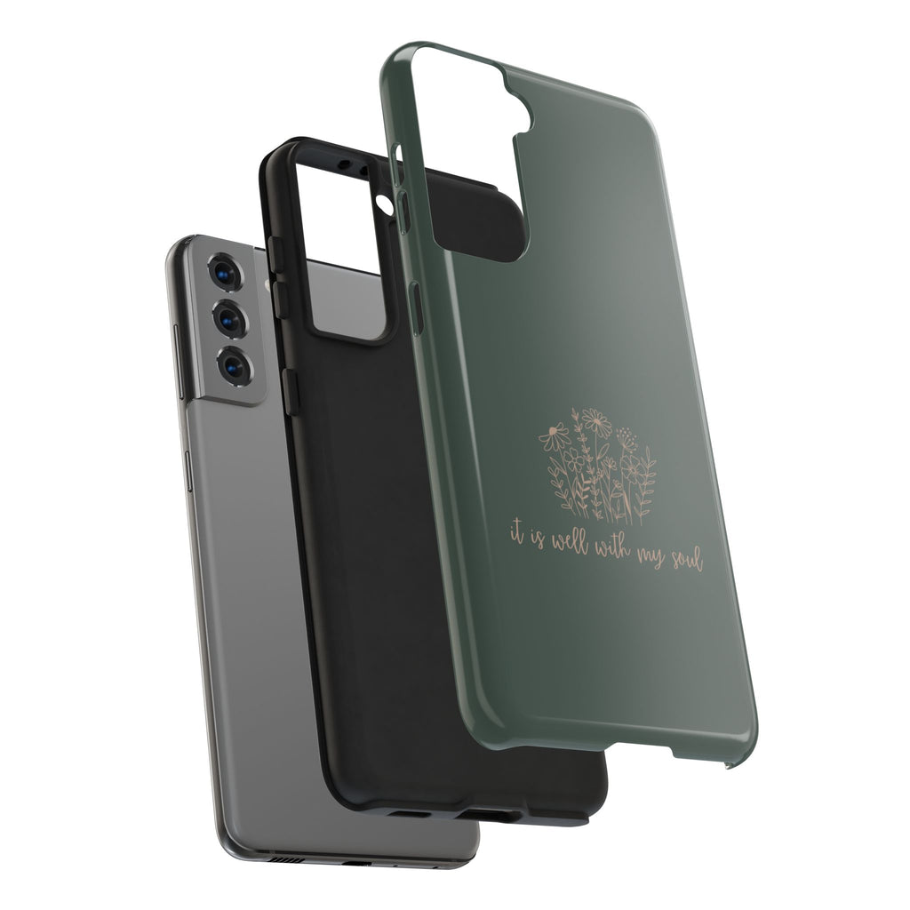 Tough Phone Case — 'It Is Well With My Soul' Floral Protective Phone Cover