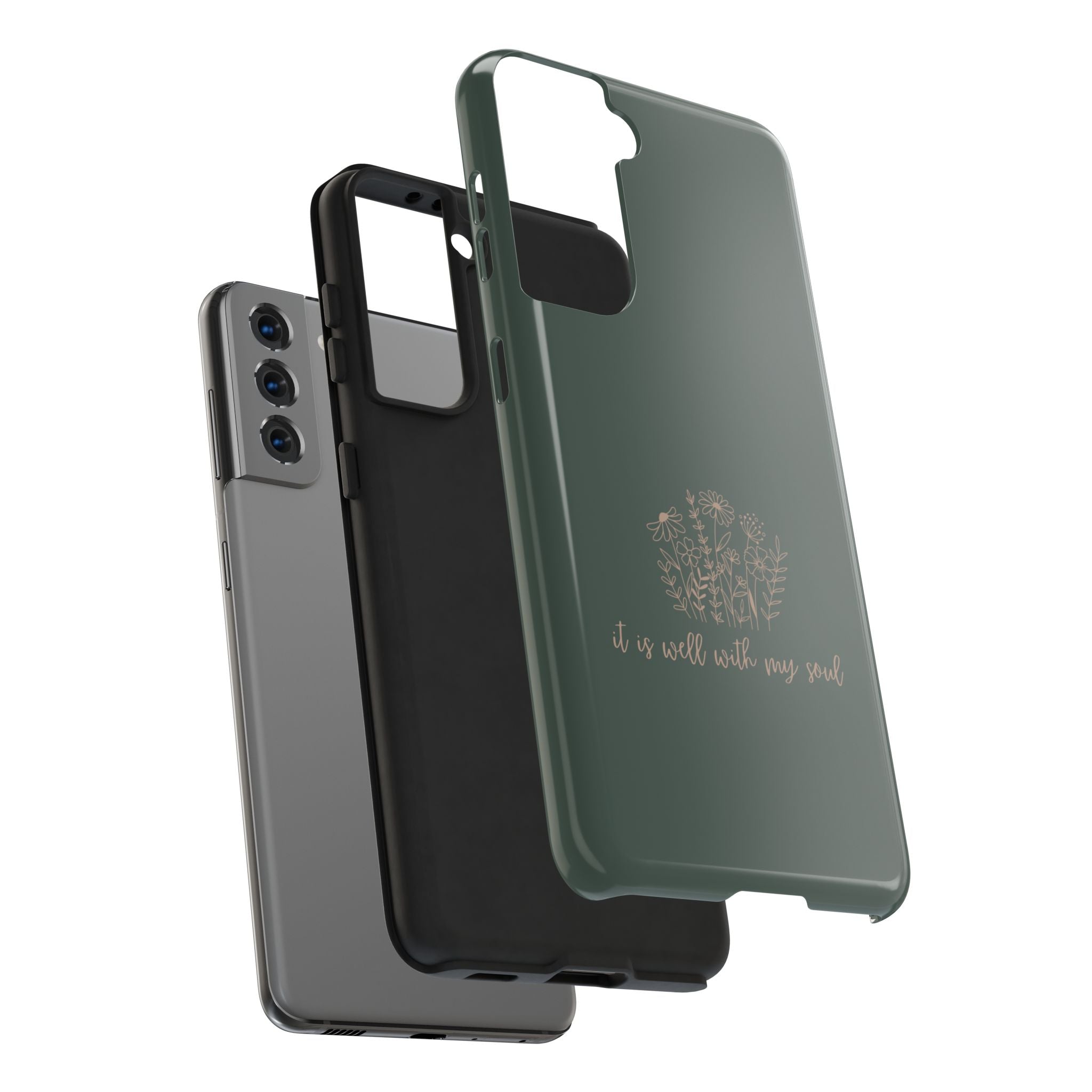 Tough Phone Case — 'It Is Well With My Soul' Floral Protective Phone Cover
