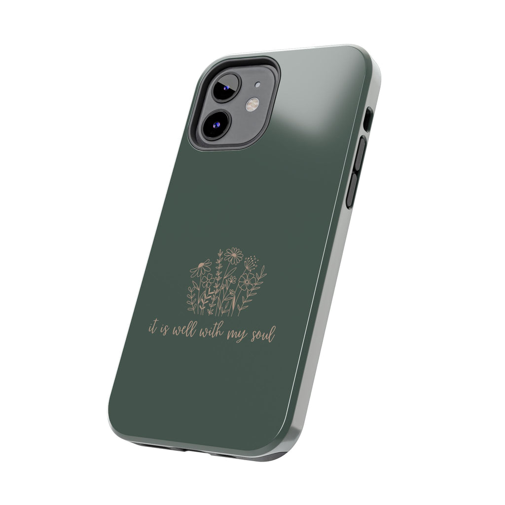 Tough Phone Case — 'It Is Well With My Soul' Floral Protective Phone Cover