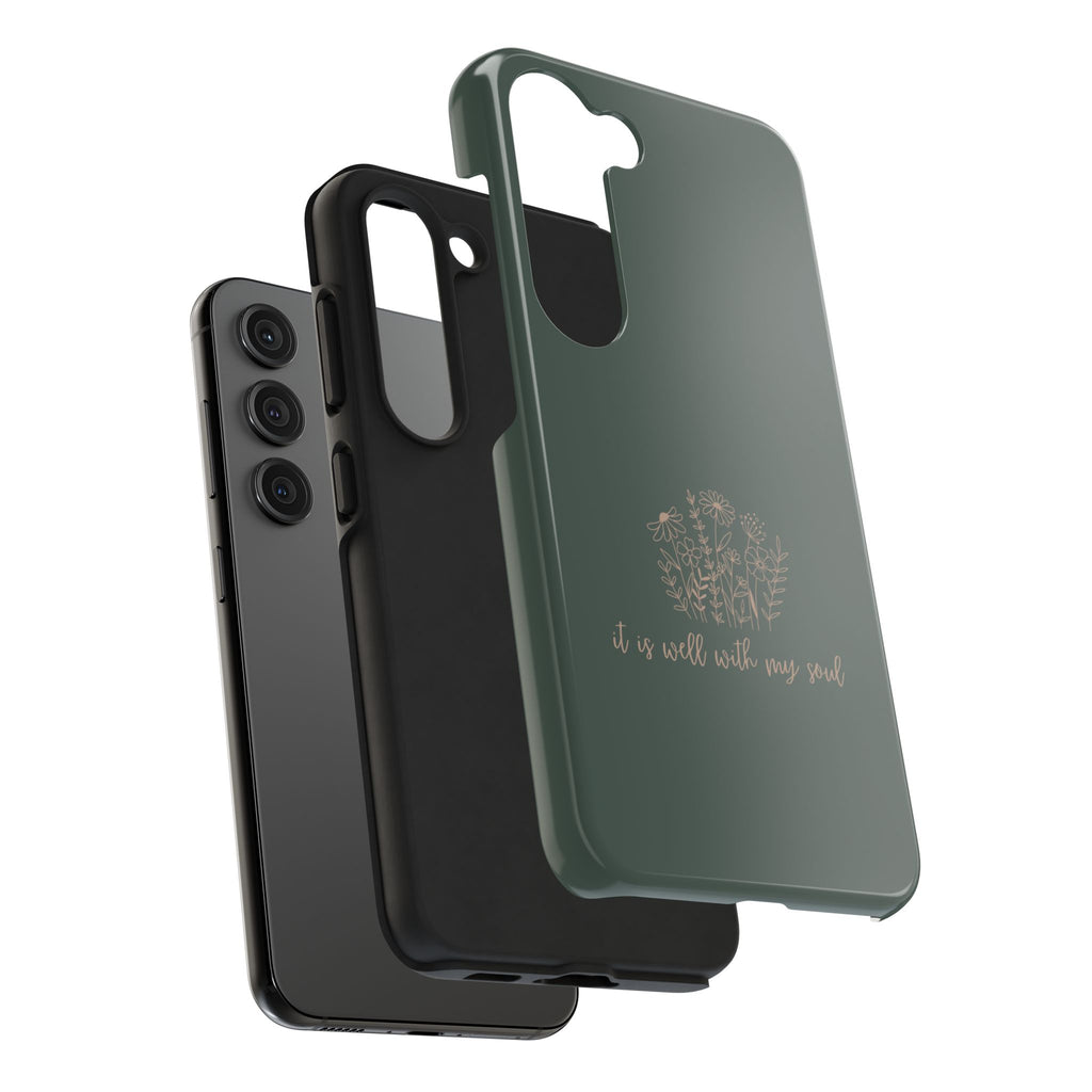 Tough Phone Case — 'It Is Well With My Soul' Floral Protective Phone Cover