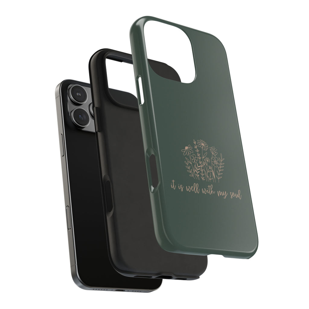 Tough Phone Case — 'It Is Well With My Soul' Floral Protective Phone Cover