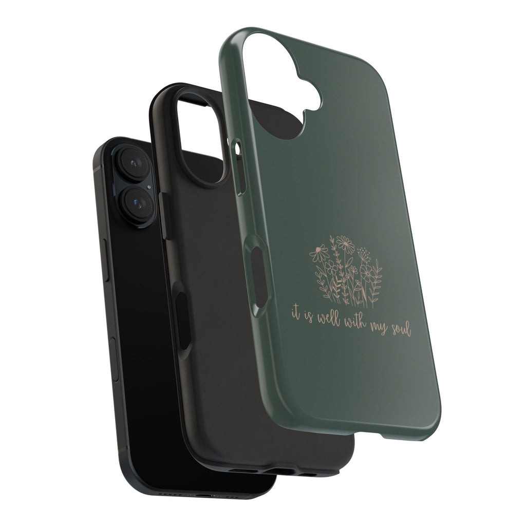 Tough Phone Case — 'It Is Well With My Soul' Floral Protective Phone Cover